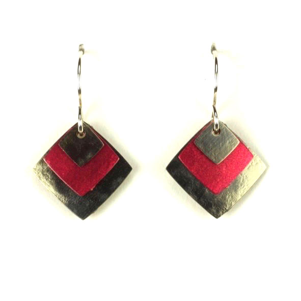 1733-26 Layered Three Squares Earrings