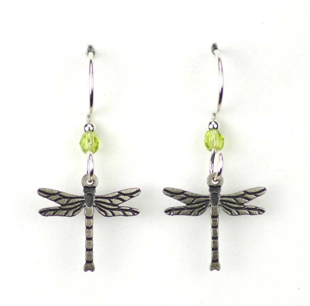 8008-S-7 Dragon Fly Small Silver Light Green